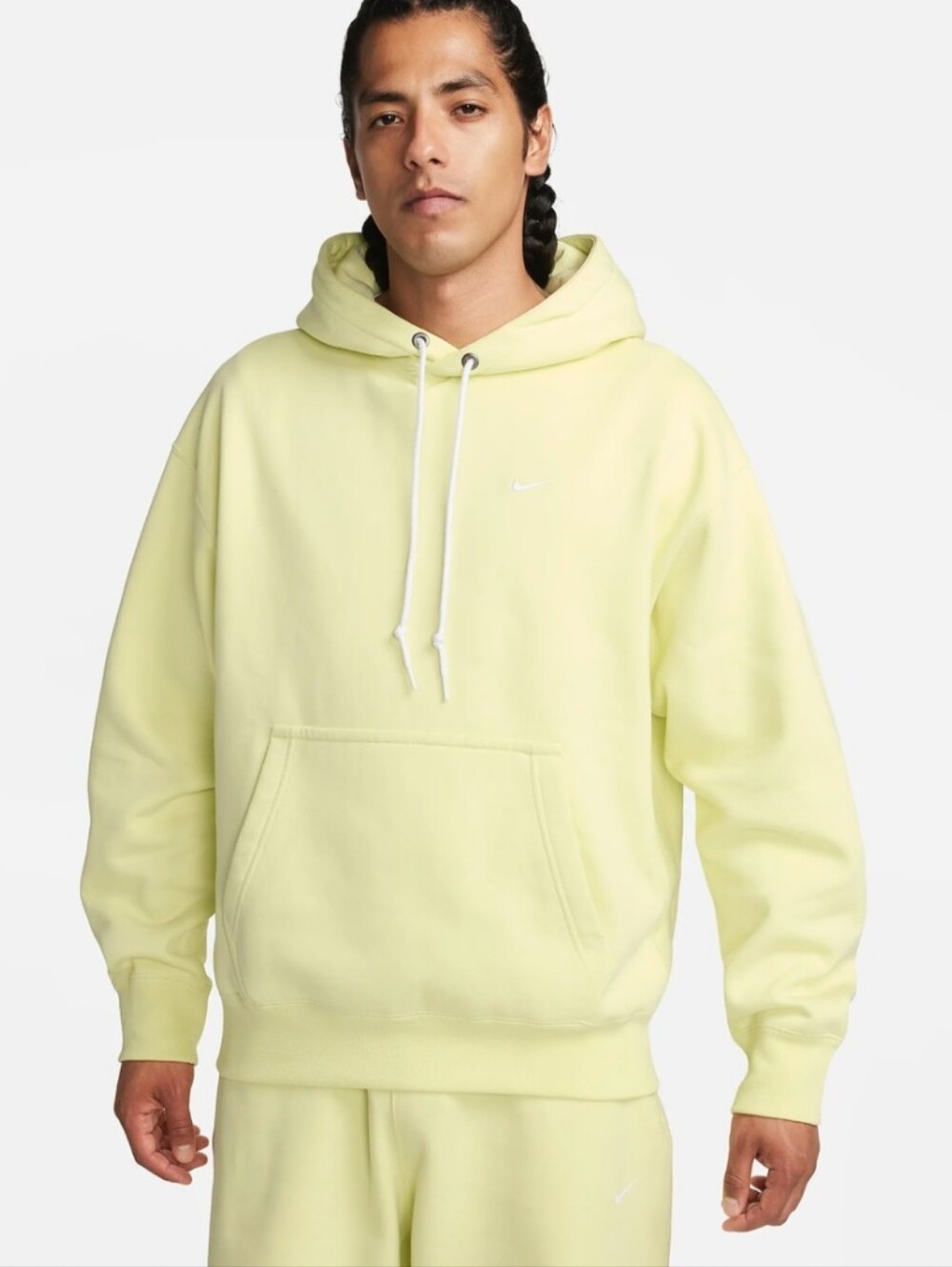 Nike Solo Yellow Pullover Hoodie Swoosh Fleece Medium Men's Streetwear Hypebeast